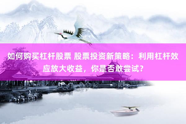 如何购买杠杆股票 股票投资新策略：利用杠杆效应放大收益，你是否敢尝试？